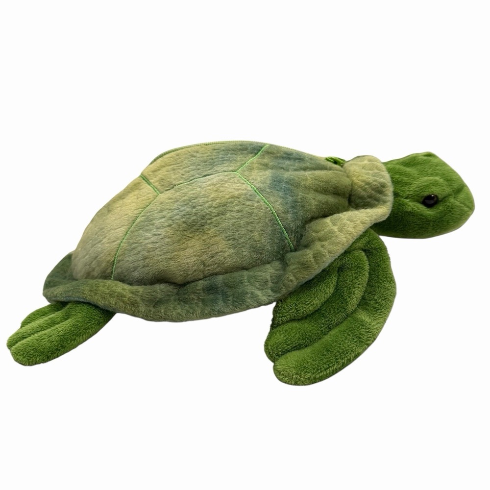 Prextex Sea Turtle Plush‎ Stuffed Animal Green Zippered Shell 3 Baby Turtles